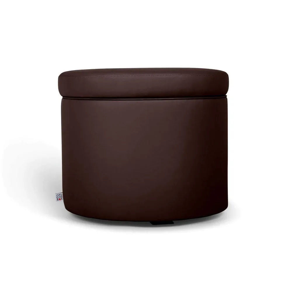PANDORA 50 ROUND ECO, Pouf Contenitore Ecopelle Rotondo 50 h42