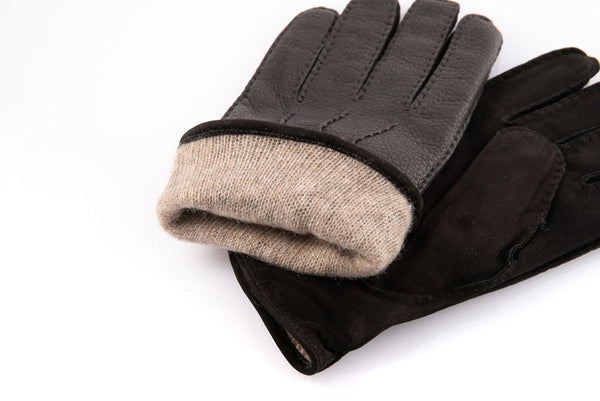 Black leather gloves