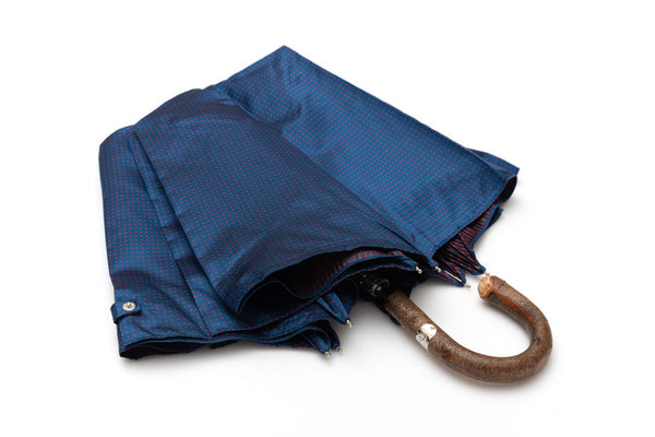 Mario Talarico folding umbrella blue with polka dots and elm handle