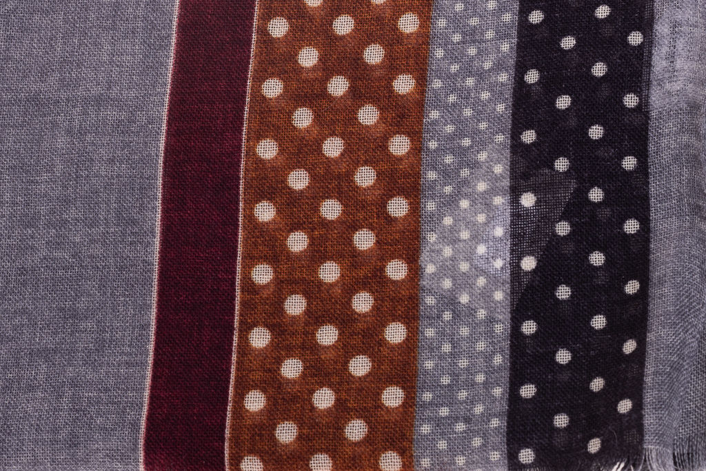 Grey polka dot scarf pure wool 