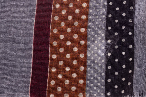 Grey polka dot scarf pure wool 