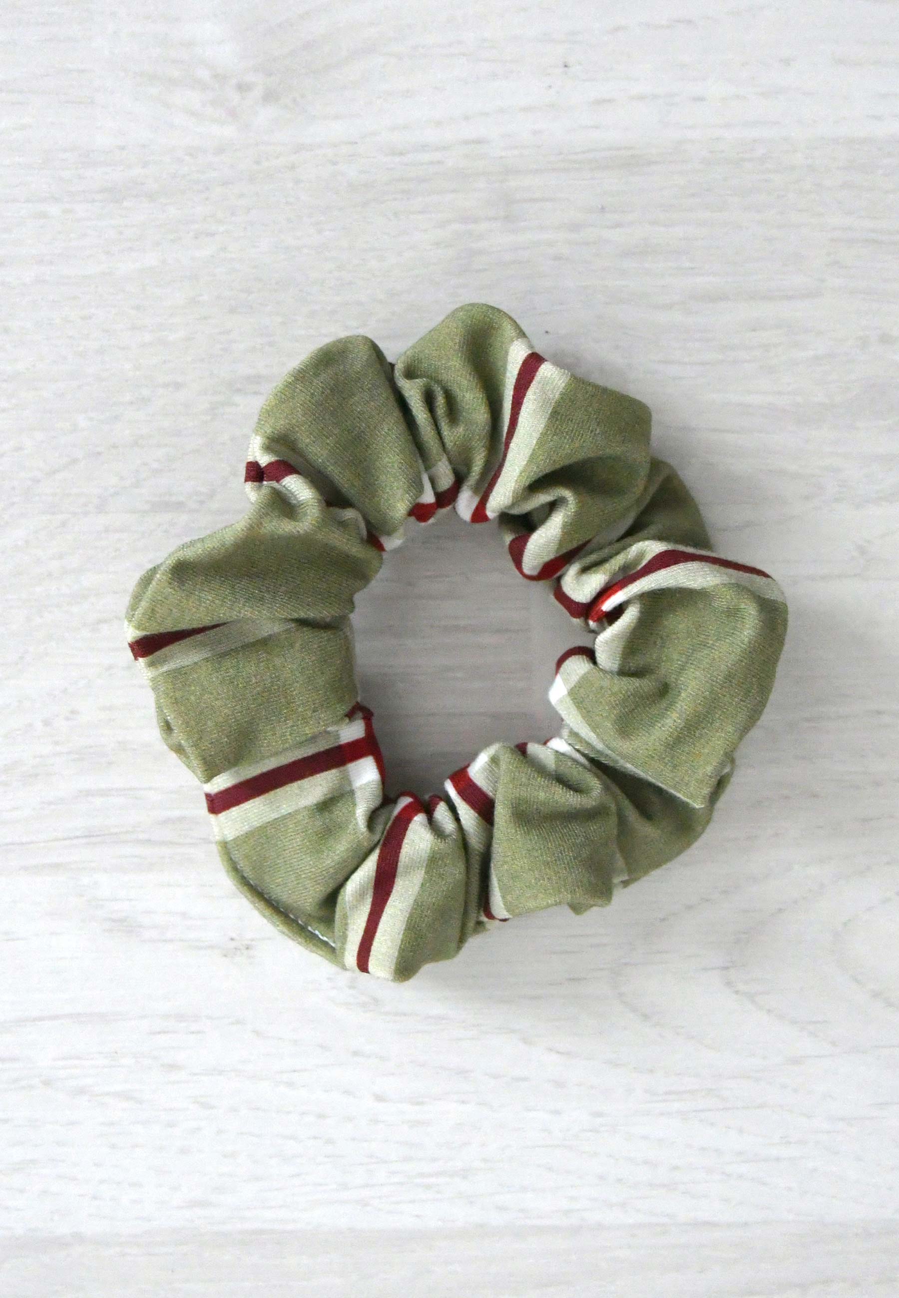 Chouchou (scrunchie) in bamboo - Tartan Christmas moss green - Blue balloon