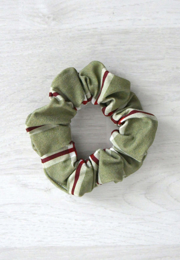 Chouchou (scrunchie) in bambù - Tartan Natale verde muschio - Palloncino blu