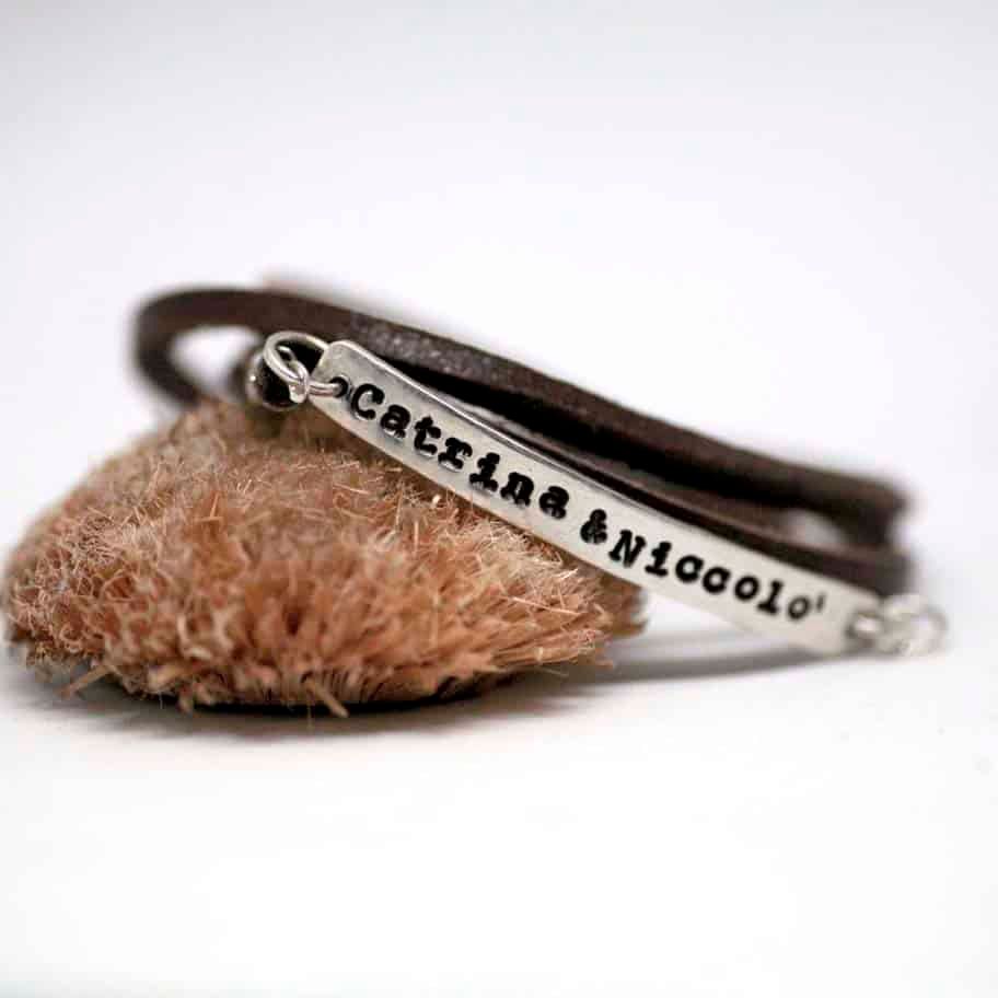 LEATHER AND SILVER BRACELET