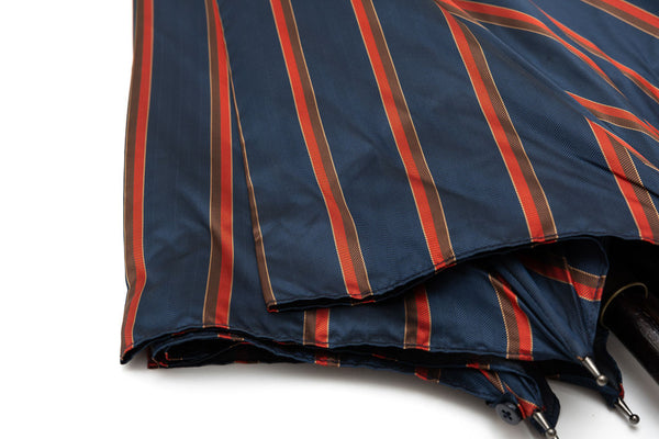 Mario Talarico umbrella blue with red and brown stripes in chestnut wood