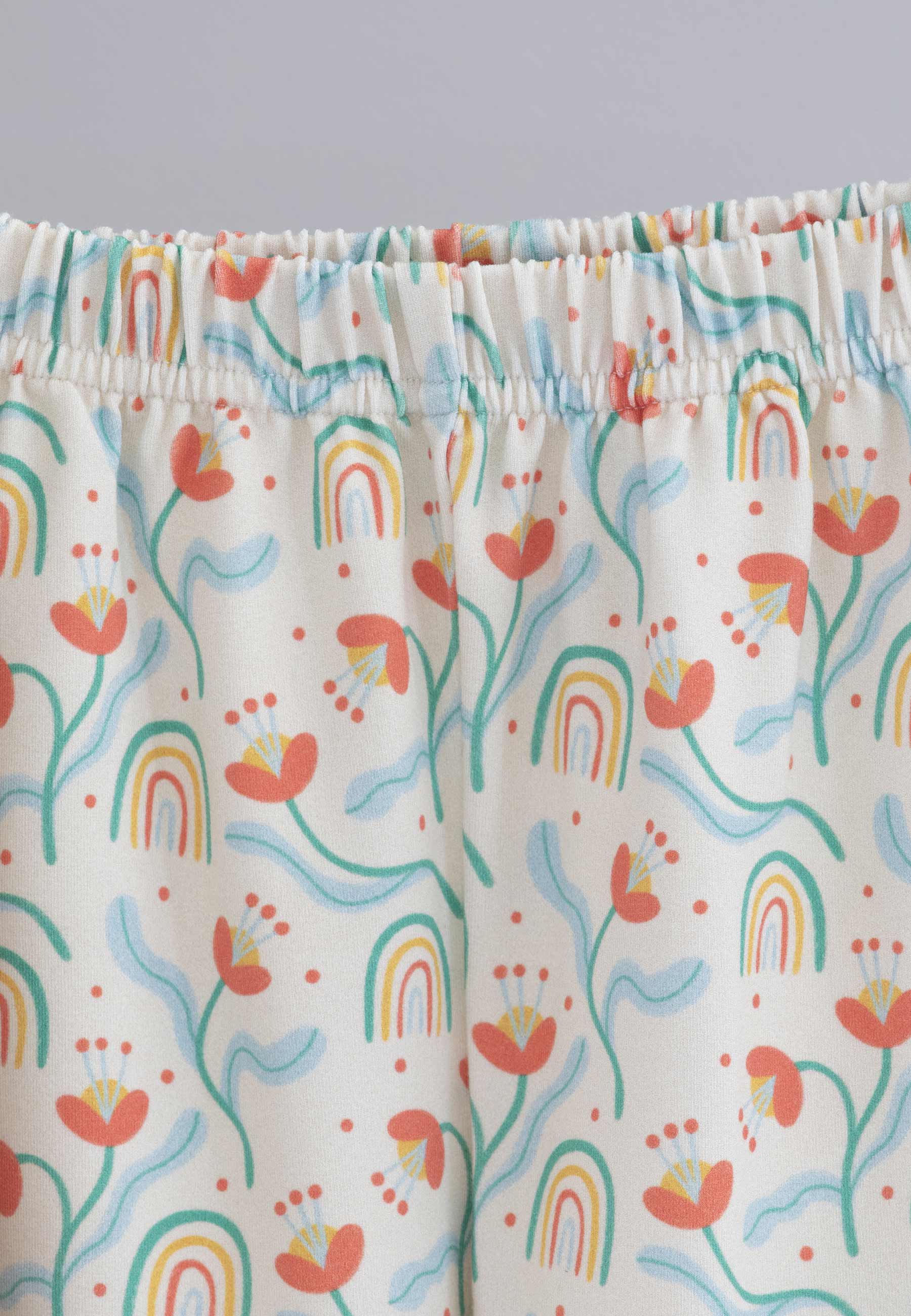 Pigiama due pezzi in bambù - Fiori e arcobaleni - Palloncino blu