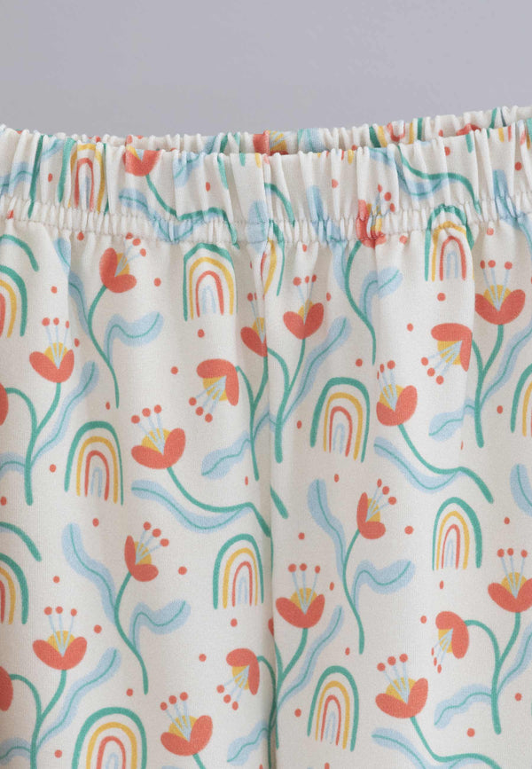 Pigiama due pezzi in bambù - Fiori e arcobaleni - Palloncino blu