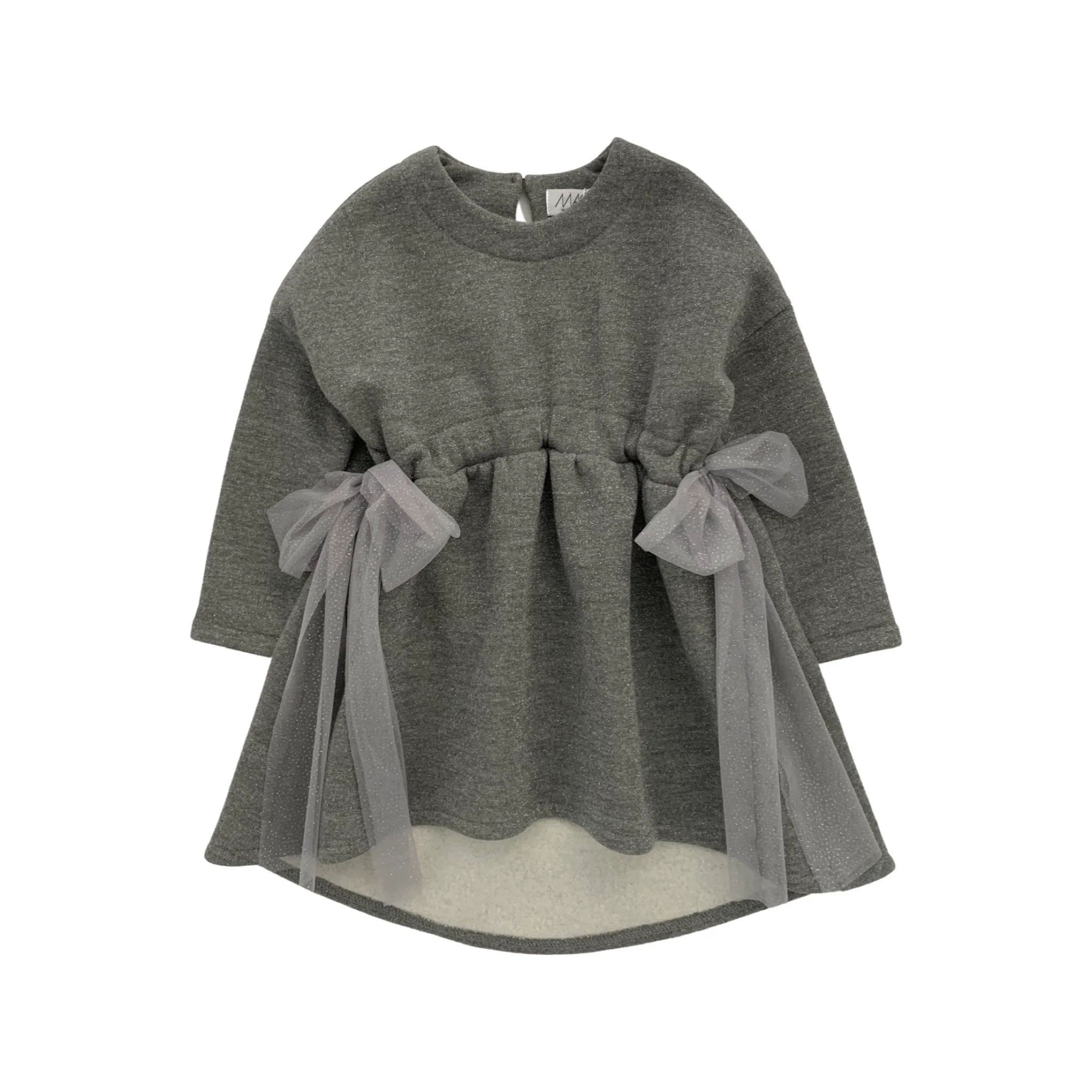 SWEATSHIRT DRESS WITH TULLE BOWS