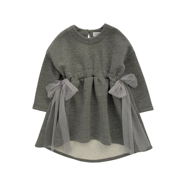 SWEATSHIRT DRESS WITH TULLE BOWS