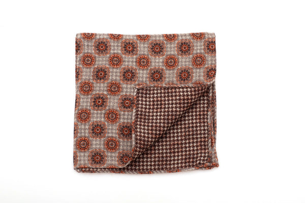 Orange patterned clutch bag in pure wool