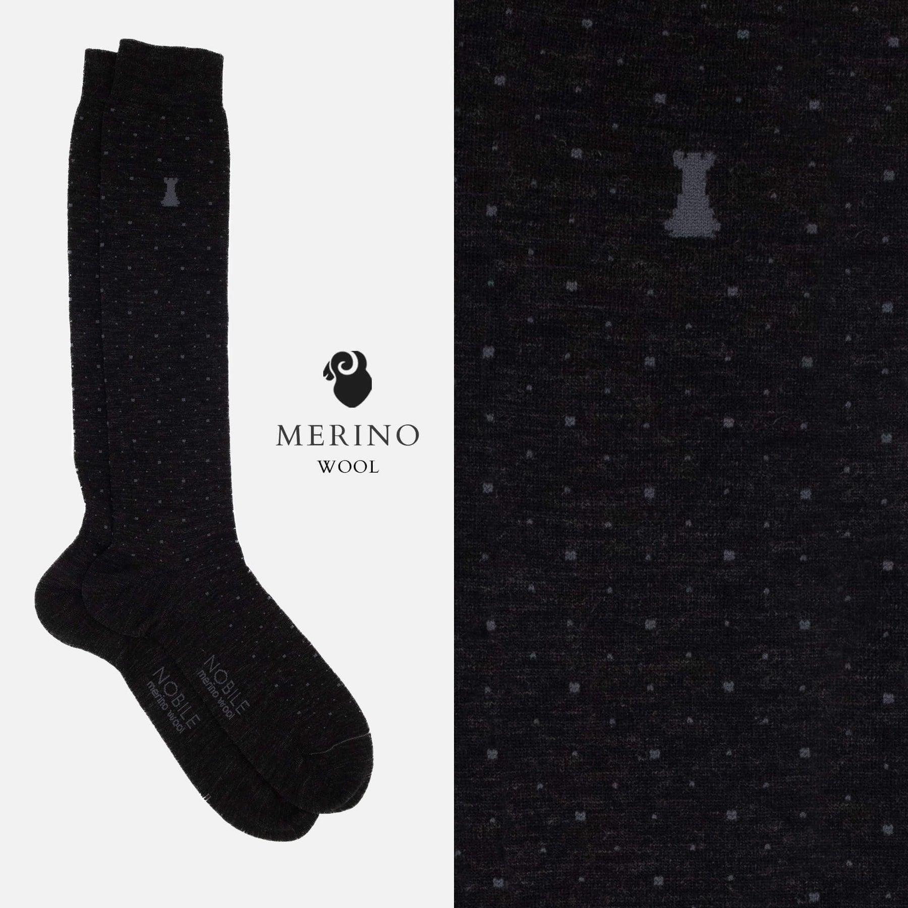 Soft Pois - Box of 6 long socks in Merino wool with polka dots