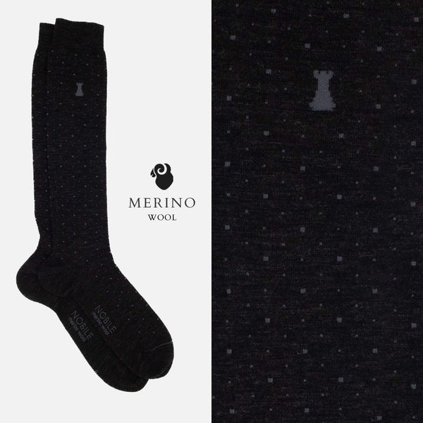 Soft Pois - Box of 6 long socks in Merino wool with polka dots