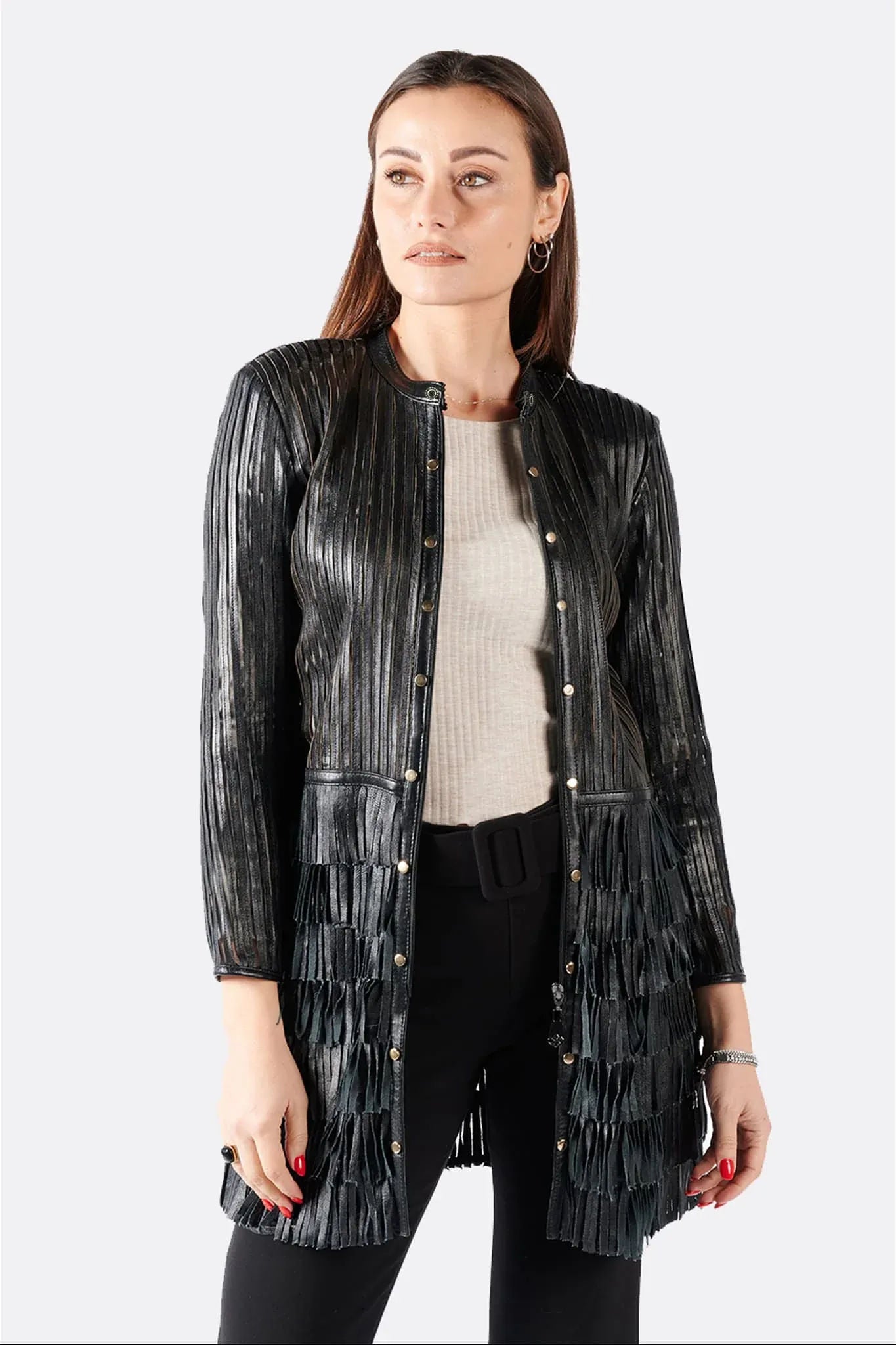Giacca Frange Borchie e Zip