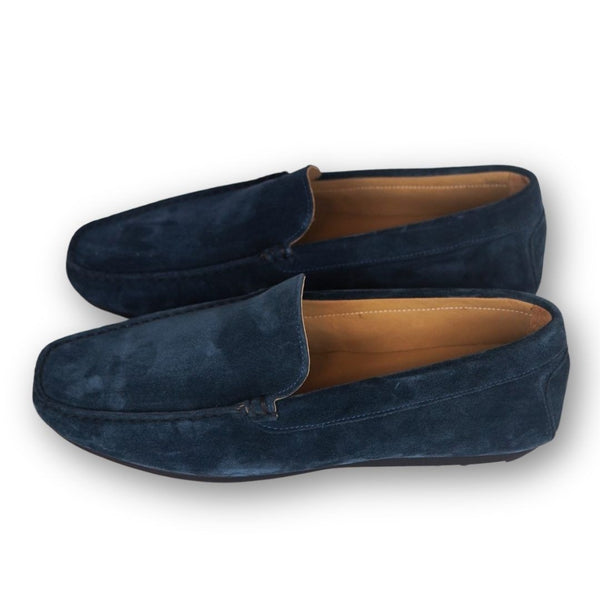 MastroDomenico Men's Handmade Moccasins - Sapphire Midnight Blue