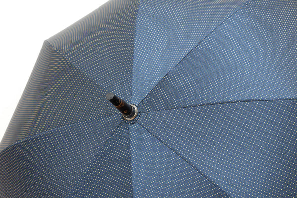 Mario Talarico umbrella blue with yellow polka dots in chestnut wood