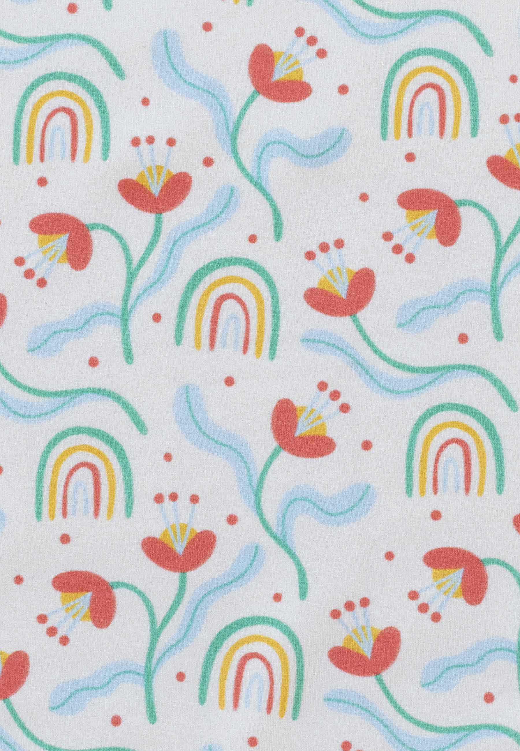 Tutina con zip in bambù - Fiori e arcobaleni - Palloncino blu