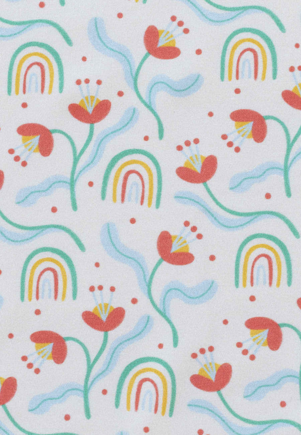 Tutina con zip in bambù - Fiori e arcobaleni - Palloncino blu