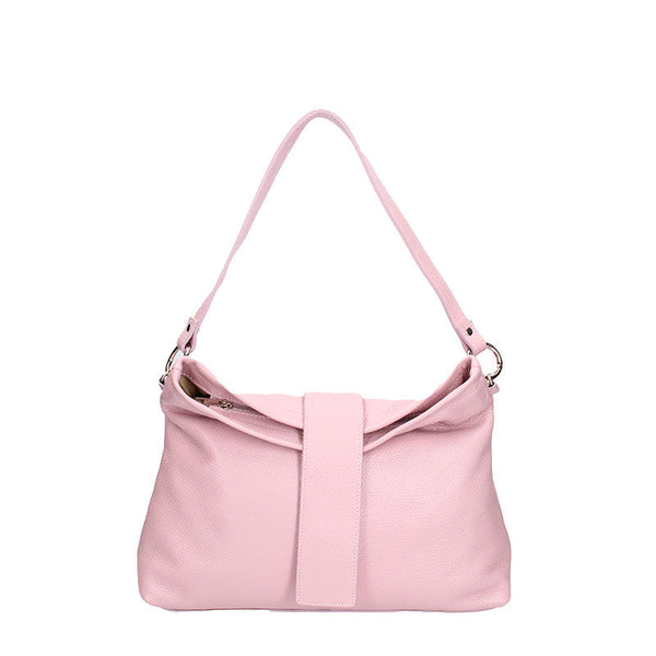 Large leather shoulder bag with central band - 7158. 