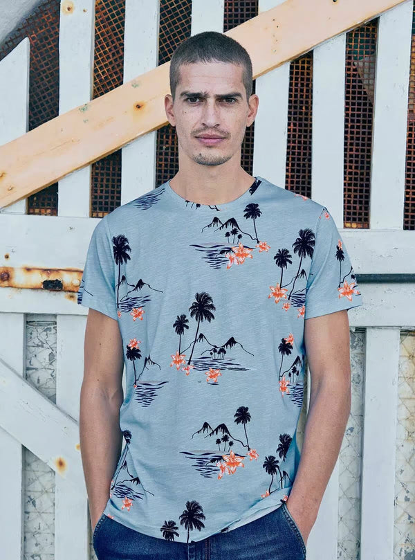 HAWAIIAN PRINT FLAME T-SHIRT