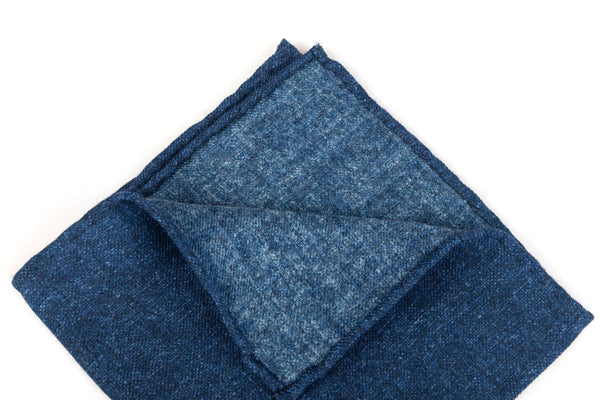 Plain blue pure wool pocket square