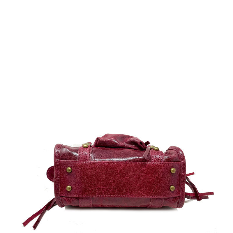 Borsa a mano piccola in pelle spatolata con borchie - Courmayeur K072