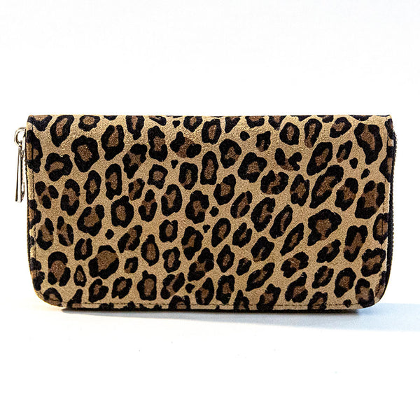 WALLET in leopard print suede