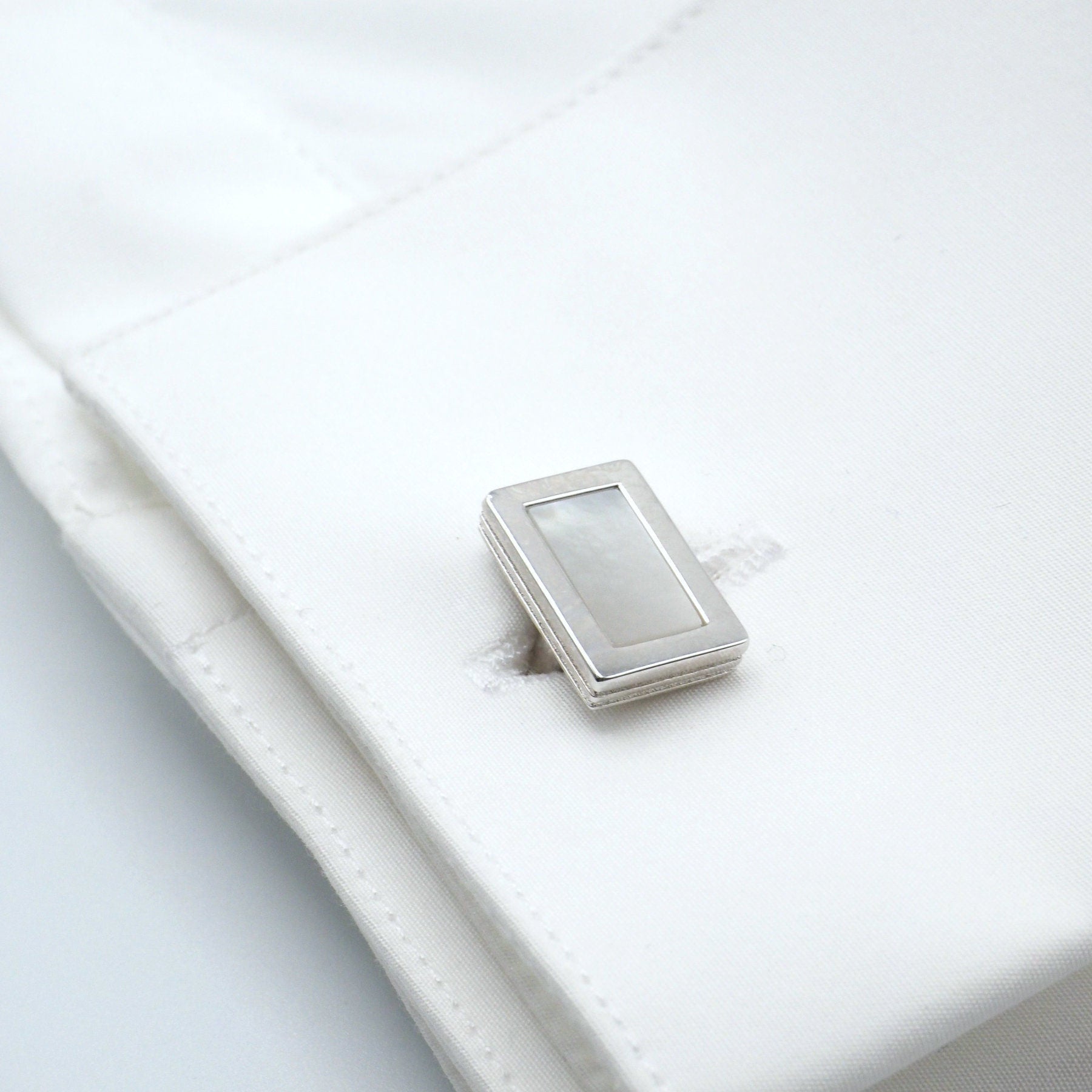 Rectangular mother of pearl cufflinks