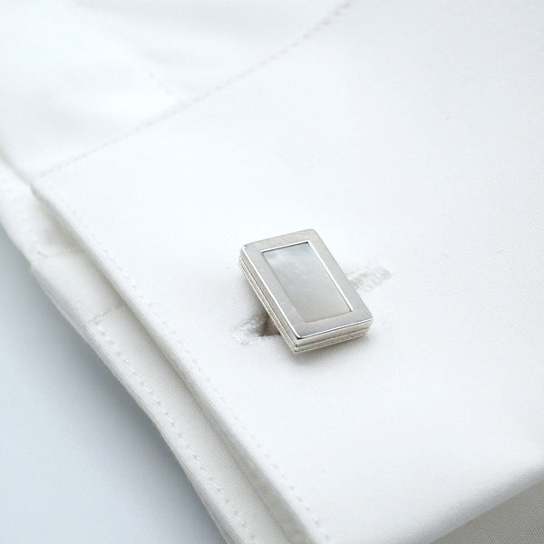 Rectangular mother of pearl cufflinks