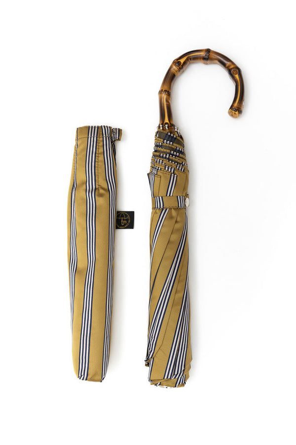 Mario Talarico golden folding umbrella with bamboo handle