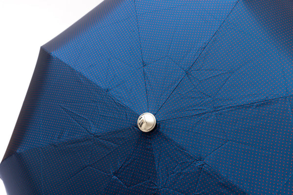 Mario Talarico folding umbrella blue with polka dots and elm handle