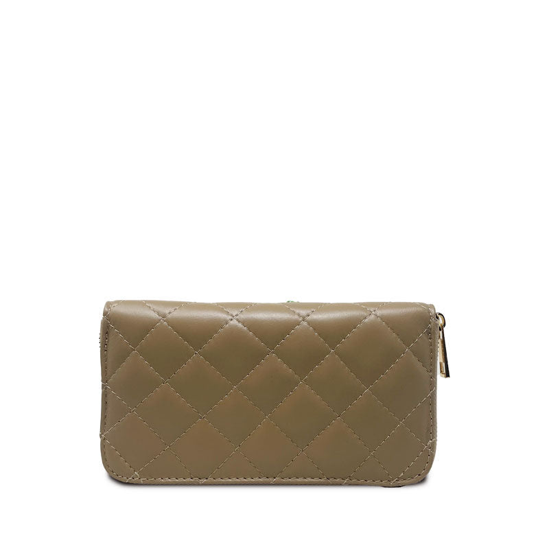 Large Quilted Leather Wallet Dollar Texture - K068 