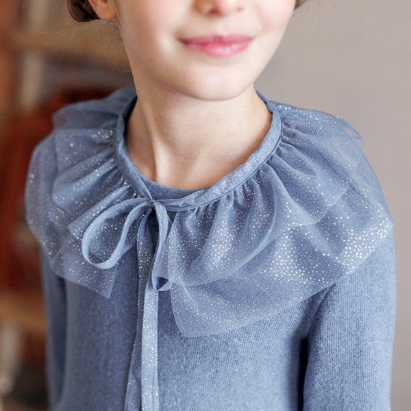 WARM COTTON DRESS WITH GLITTER COLLAR
