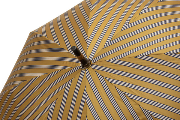 Mario Talarico ochre striped chestnut wood umbrella