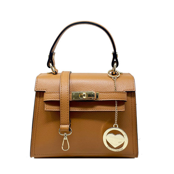 Women's Genuine Leather Handbag with Twist Closure - Roma K065 