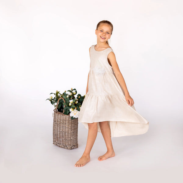 LINEN DRESS WITH BROOCH
