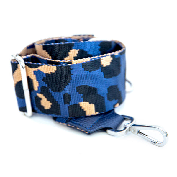 ANIMAL - fabric shoulder bag with blue, beige and black animalier pattern