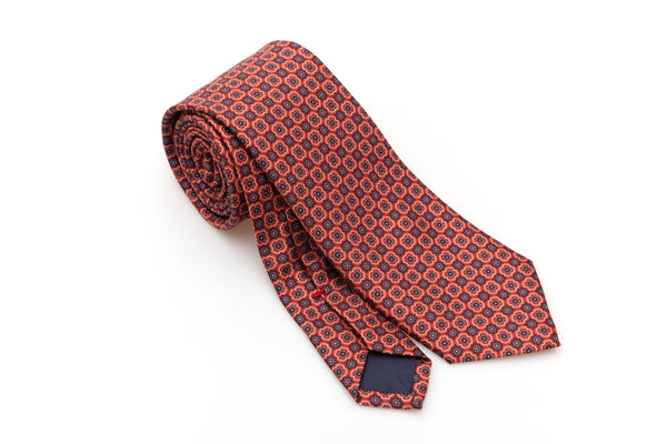 Orange tie with micro pattern in pure silk