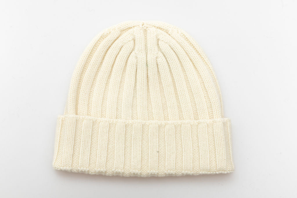 White pure cashmere hat
