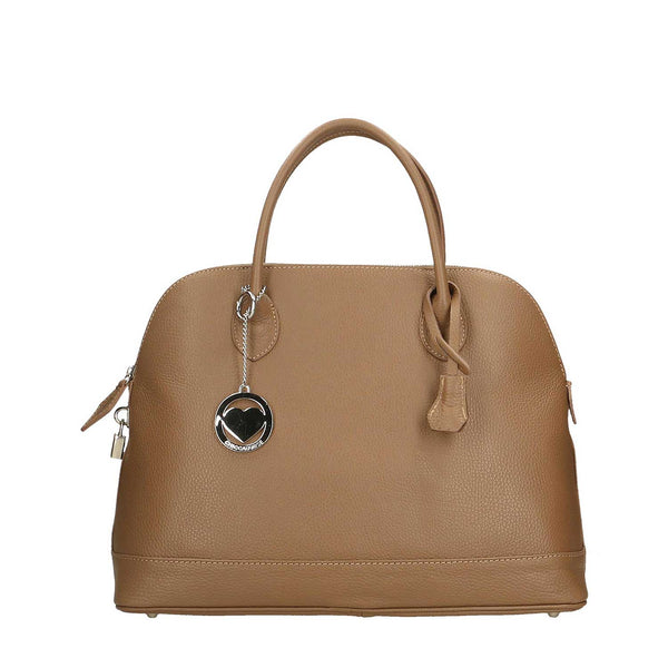 Women's Leather Handbag with Pendant - Torino 80028 