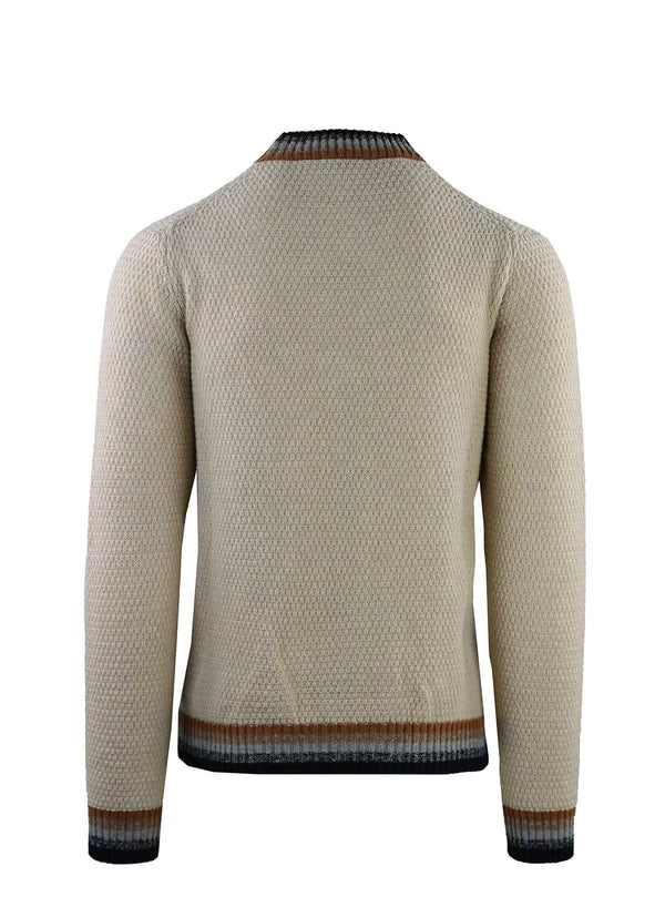 RICE GRAIN CREW NECK WITH STRIPED EDGES