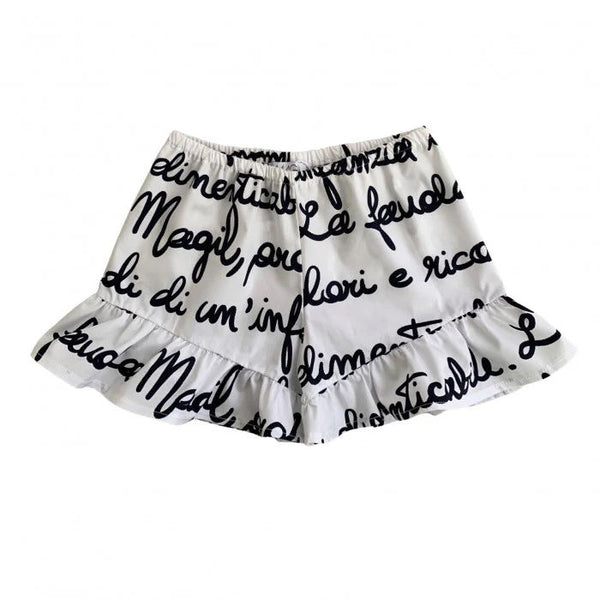 CULOTTE LETTERING BLU CON VOLANT