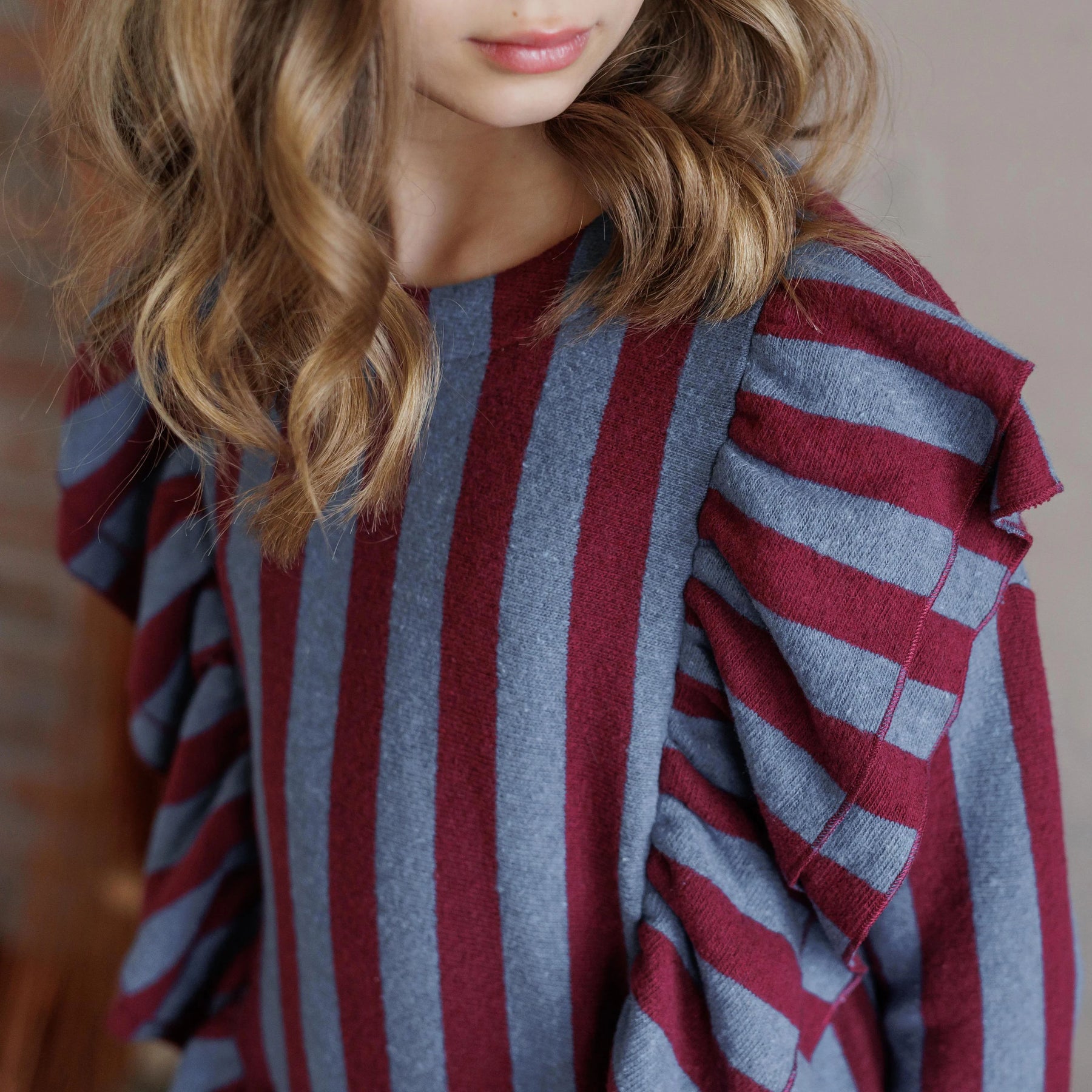 STRIPED SWEATER WITH FRAPPE
