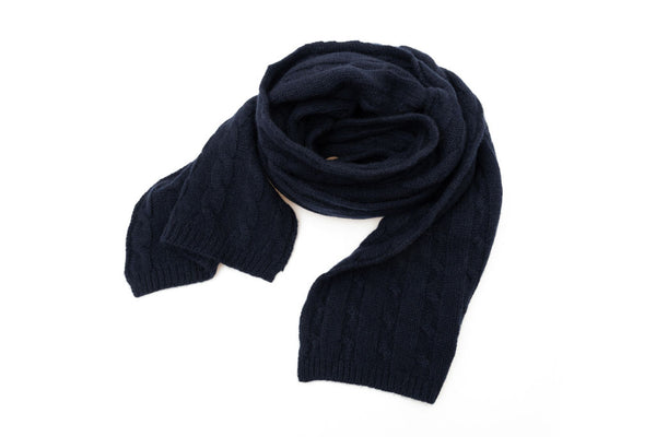 Dark blue pure cashmere scarf
