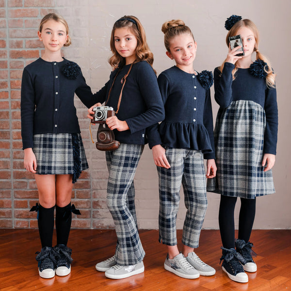 CHECKED FLARED LEGGINGS