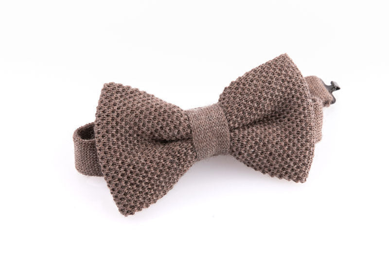 Brown pure wool bow tie