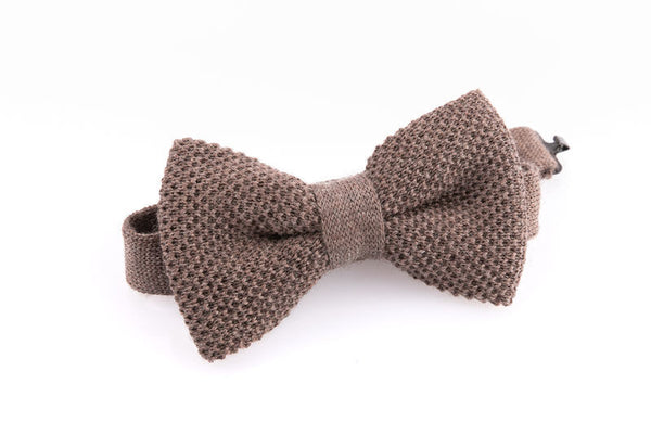 Brown pure wool bow tie