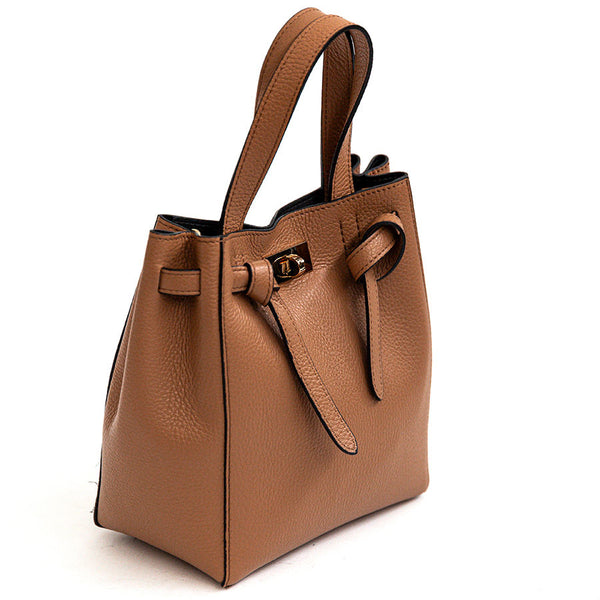 GISELE - Borsa a mano in pelle caramello