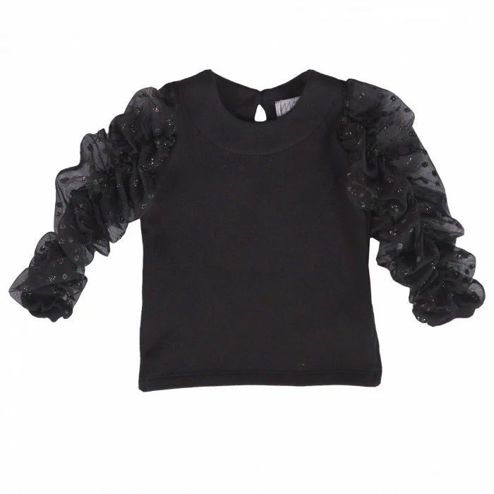 MAGLIA MANICHE ARRICCIATE TULLE POIS