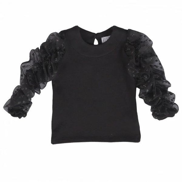 MAGLIA MANICHE ARRICCIATE TULLE POIS
