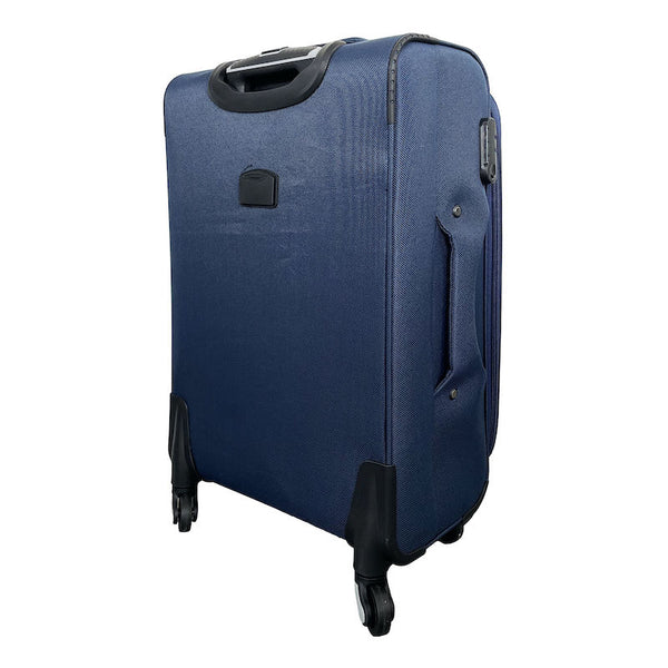 Set of 3 Semi-rigid fabric trolley suitcases. 